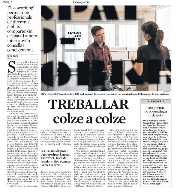 Noticia del Coworking a La Vanguardia